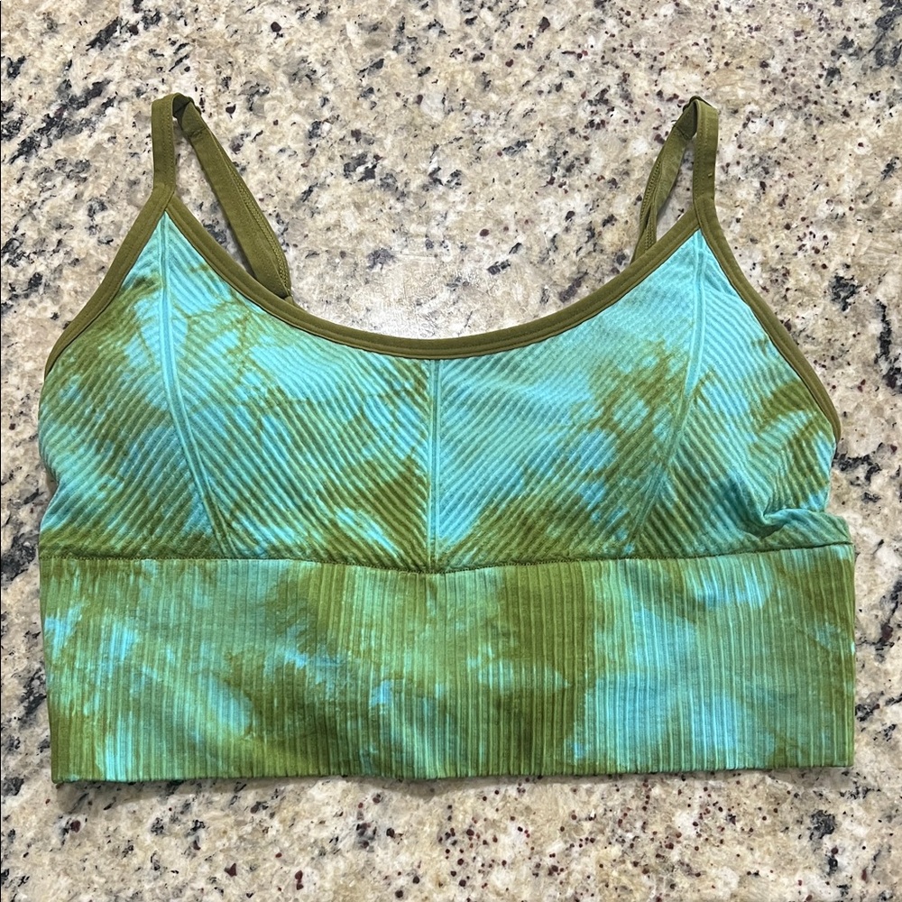 Women’s Olive Green Tie-Dye Ribbed Bralette Top